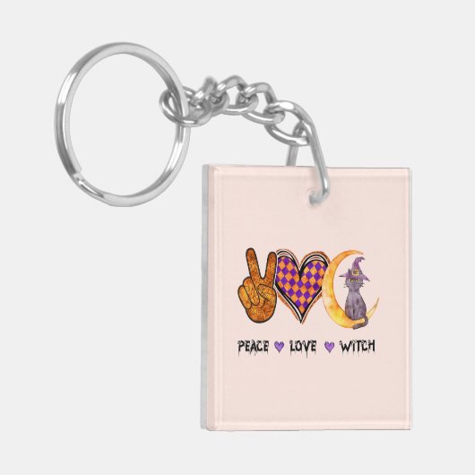 Vrede, liefde, heks sleutelhanger (Voorkant Links)