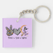 Vrede, liefde, heks sleutelhanger (Achterkant)