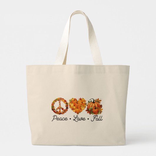 Vrede, liefde, Herfst – Gezellige herfstvibes met  Grote Tote Bag (Achterkant)
