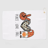 Vrede Liefde Herfst Leopard Gnome Herfst Thanksgiv Golfhanddoek (Horizontaal)
