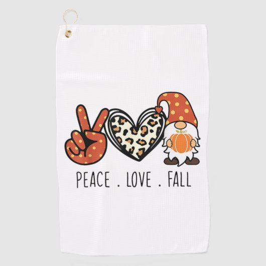 Vrede Liefde Herfst Leopard Gnome Herfst Thanksgiv Golfhanddoek (Voorkant)