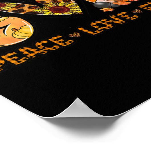 Vrede Liefde Herfst Leuk Gnome Herfst Lover Pompoe Poster (Hoek)