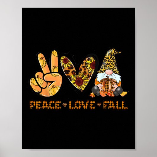 Vrede Liefde Herfst Leuk Gnome Herfst Lover Pompoe Poster (Voorkant)