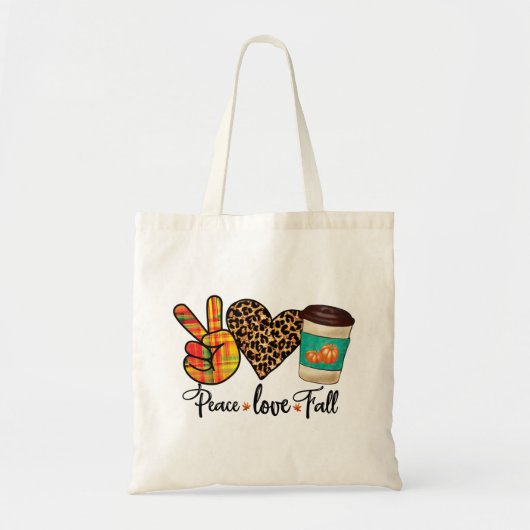Vrede, Liefde, Herfst Luipaard Pumpkin Spice Latte Tote Bag (Voorkant)