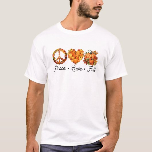 Vrede, Liefde, Herfst - Pompoenen T-shirt (Voorkant)