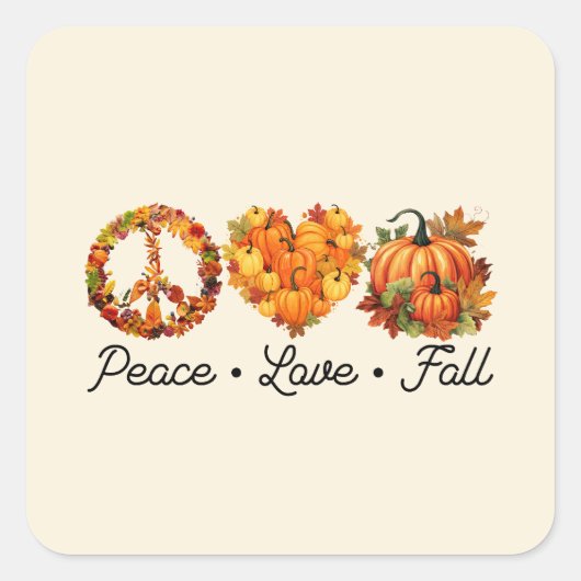 Vrede, Liefde, Herfst - Pompoenen Vierkante Sticker (Voorkant)