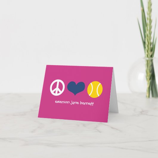 Vrede, Liefde, het Roze van het Tennis Bedankkaart (Voorkant)