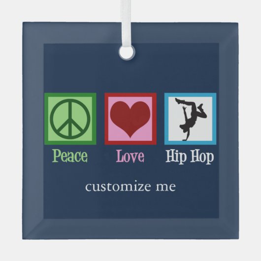 Vrede Liefde Hip Hop Aangepaste Kerstmis Glas Ornament (Voorkant)