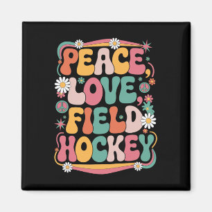 Vrede Liefde Hockey 70s Hippie Retro Veldhockey Magneet