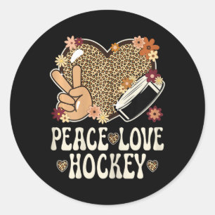Vrede Liefde Hockey Liefhebber Luipaardprint Meisj Ronde Sticker
