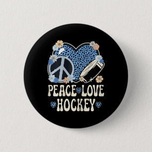 Vrede Liefde Hockey Liefhebber Outfit Luipaardprin Ronde Button 5,7 Cm