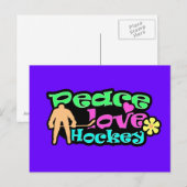 Vrede, liefde, Hockey; Retro Briefkaart (Voorkant / Achterkant)