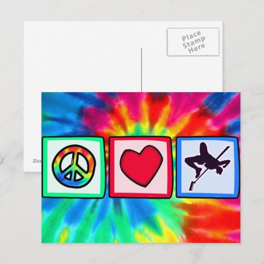 Vrede, liefde, hoge sprint briefkaart (Voorkant / Achterkant)