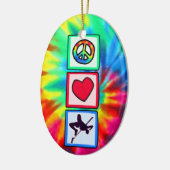 Vrede, liefde, hoge sprint keramisch ornament (Links)