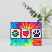 Vrede, liefde, hond. Afdrukken Briefkaart (Staand voorkant)