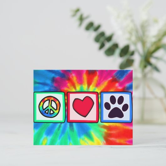 Vrede, liefde, hond. Afdrukken Briefkaart (Staand voorkant)
