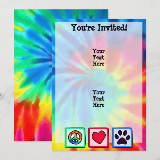 Vrede, liefde, hond. Afdrukken Kaart (Voorkant / Achterkant)