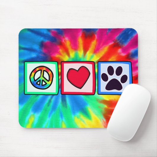 Vrede, liefde, hond. Afdrukken Muismat (Met muis)