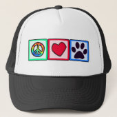 Vrede, liefde, hond. Afdrukken Trucker Pet (Voorkant)