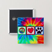 Vrede, liefde, hond. Afdrukken Vierkante Button 5,1 Cm (Voorkant /achterkant)