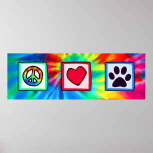 Vrede, liefde, hond, handdruk poster