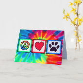 Vrede, Liefde, Hond; Pawprint Kaart (Gele Bloem)