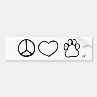 Vrede, liefde, honden bumpersticker