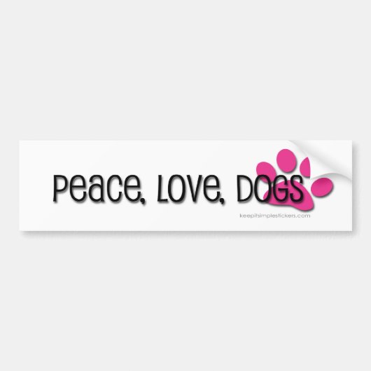 vrede , liefde , honden bumpersticker (Voorkant)