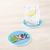 Vrede Liefde Honden Hippie Stijl Hart Poot Bright Zandsteen Onderzetter (Zijkant)