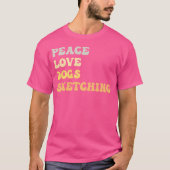 Vrede Liefde Honden Schetsen Grappige Retro T-shirt (Voorkant)