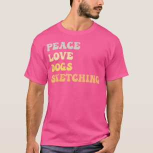 Vrede Liefde Honden Schetsen Grappige Retro T-shirt