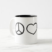 Vrede, liefde, honden tweekleurige koffiemok (Voorkant links)