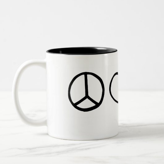 Vrede, liefde, honden tweekleurige koffiemok (Links)