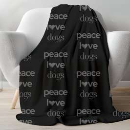 Vrede Liefde Honden | Zwart-hondliefhebber moderne Fleece Deken