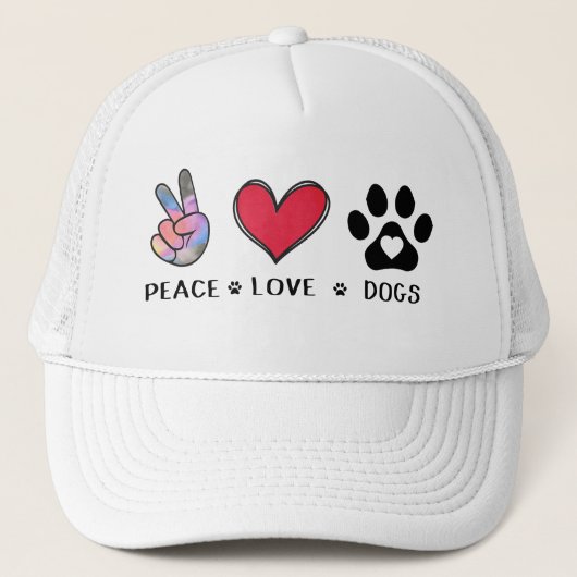 Vrede Liefde Hondenliefhebbers Trucker Hoed Pet (Voorkant)