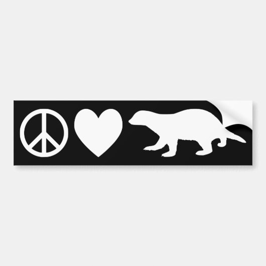 Vrede, Liefde & Honingdassen Bumpersticker (Voorkant)