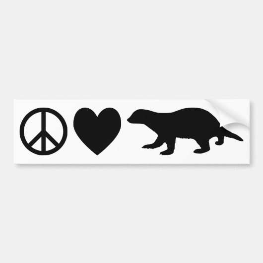 Vrede, Liefde & Honingdassen Bumpersticker (Voorkant)