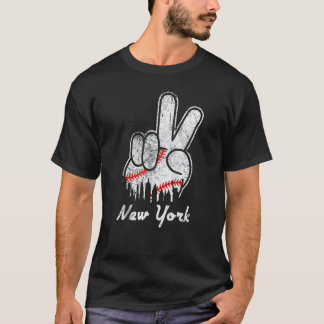 Vrede Liefde Honkbal New York Ny Silhouette Kledin T-shirt