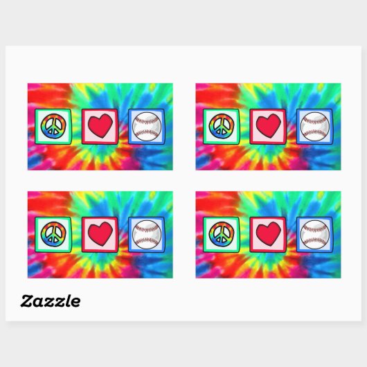 Vrede, liefde, honkbal rechthoekige sticker (Vel)