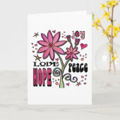 Vrede Liefde Hoop en Bloemen Kaart (Gele Bloem)