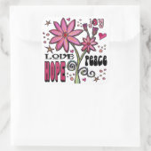 Vrede Liefde Hoop en Bloemen Vierkante Sticker (Tas)