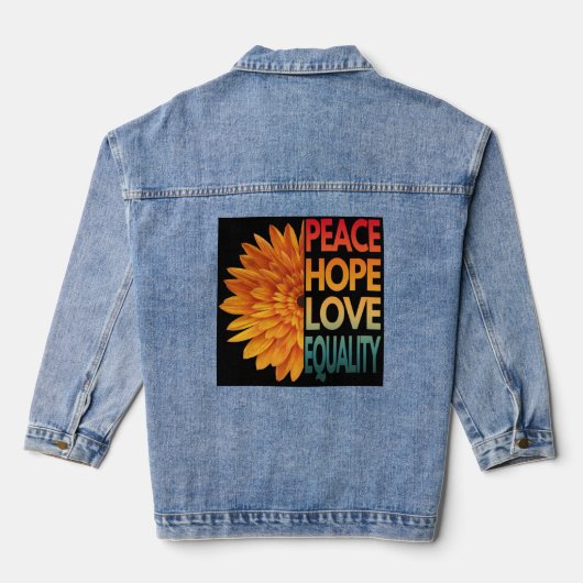 VREDE LIEFDE HOOP GELIJKHEID DENIM JACKET (Achterkant)