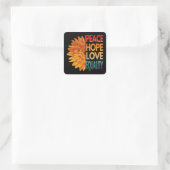 VREDE LIEFDE HOOP GELIJKHEID VIERKANTE STICKER (Tas)