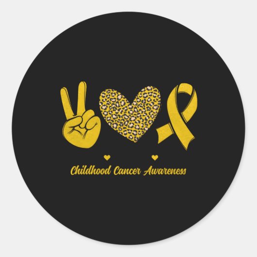 Vrede Liefde Hoop Kindertijd Kanker Awareness Maan Ronde Sticker (Voorkant)