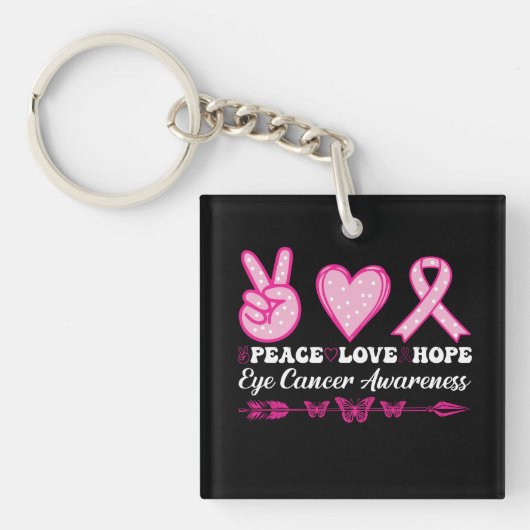 Vrede Liefde Hoop Oog Borstkanker Bewustzijn Sleutelhanger (voorkant)