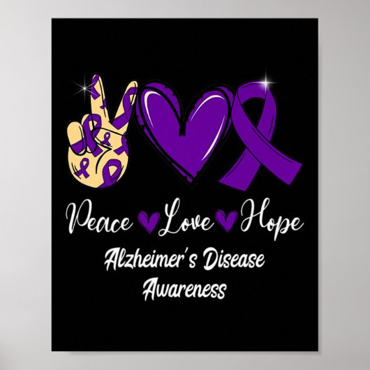 Vrede Liefde Hoop Paarse Lint Alzheimer Disease Aw Poster (Voorkant)