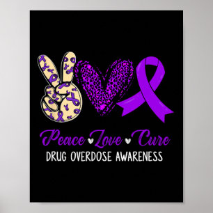 Vrede Liefde Hoop Paarse Lint Drugs Overdosis Bewu Poster