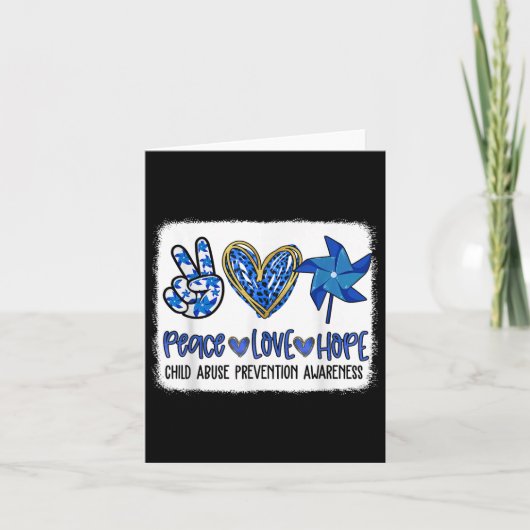 Vrede Liefde Hoop Pinwheel Blue Kindermishandeling Kaart (Voorkant)