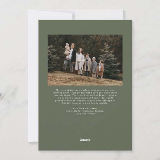 Vrede liefde hoop vreugde groene kerstfoto feestdagenkaart (Achterkant)