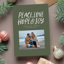 Vrede liefde hoop vreugde groene Kerstmis foto